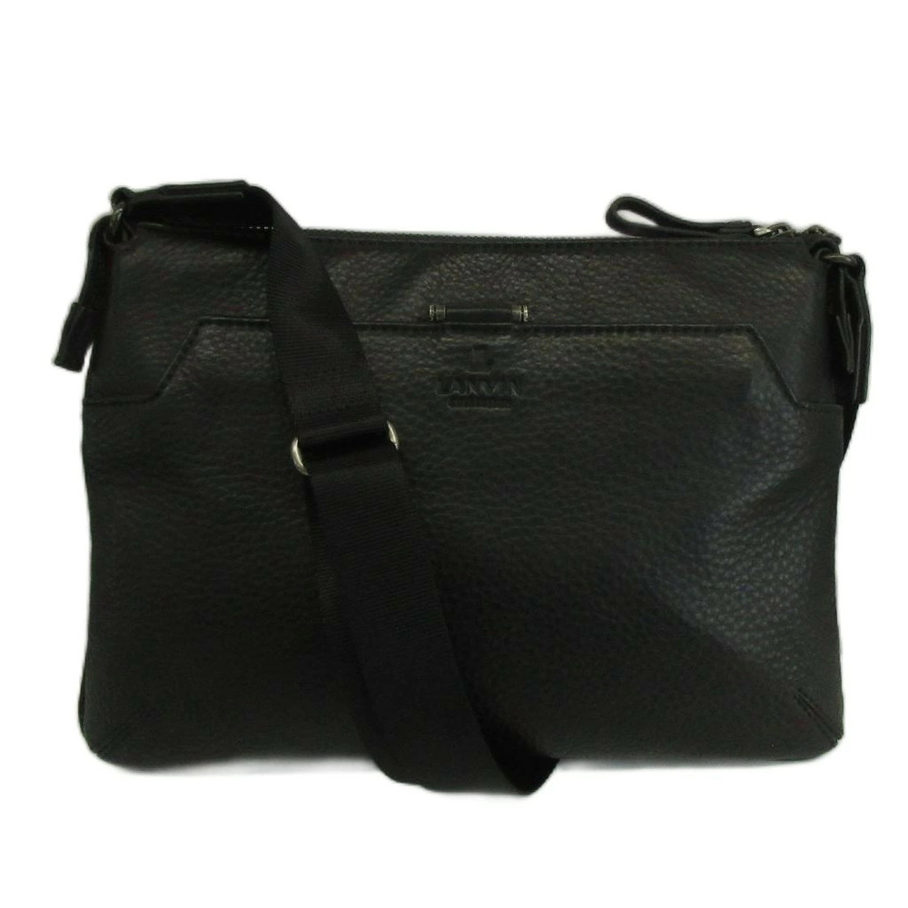 Lanvin Collection Shoulder Bag Cowhide Leather Embossed Black XZ